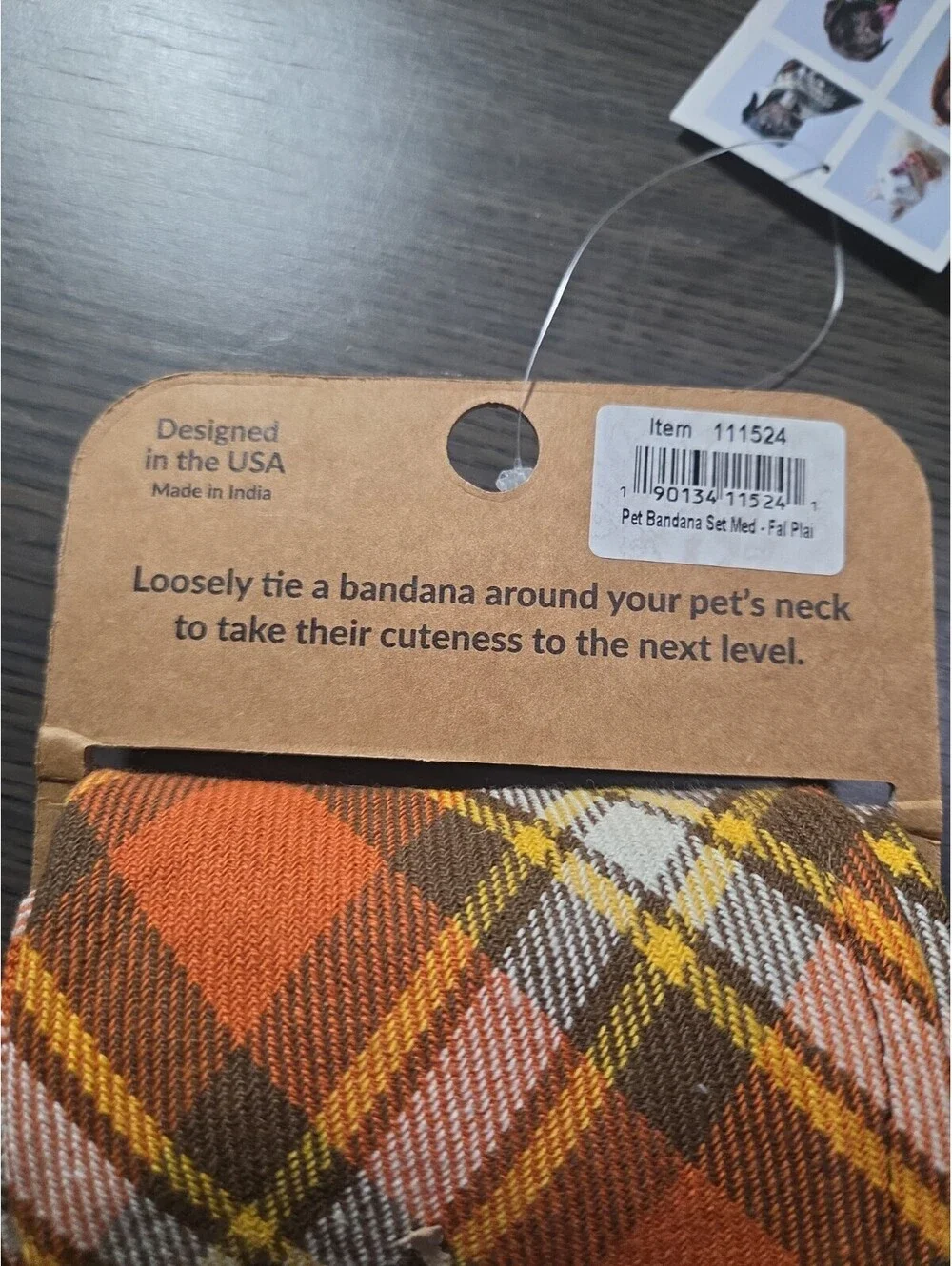 Dog Pet Bandana Fall Plaid 3-Piece Set Size M 20